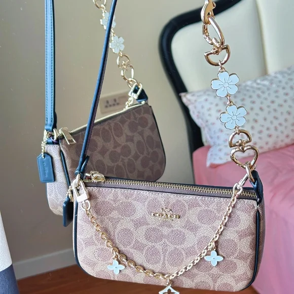 NWT Coach Nolita 19 In Signature Canvas Gold/Tan/Black Plus Extended Chain - Picture 10 of 10